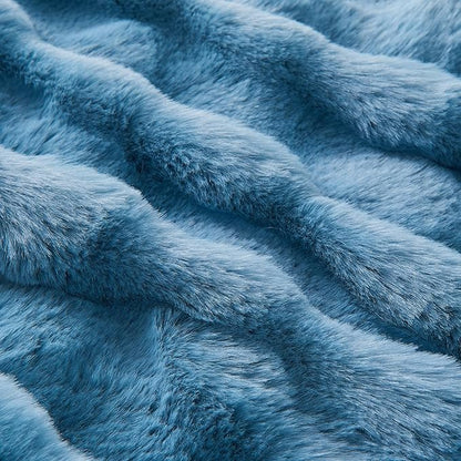 Lotus Karen Faux Fur Throw Blanket Sky Blue - Big Bubble Rabbit Fluff Blanket for Couch Bed Sofa,Softest Fluffy Fuzzy Cozy Blanket,Thick Furry Plush Shaggy Warm Blankets for Women,90x90 Inches