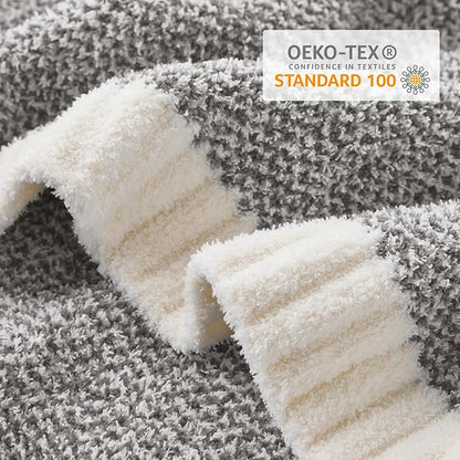 Snuggle Sac Grey Blankets Twin Size for Bed and Sofa, Reversible Super Soft Blankets Warm Cozy Knit Blankets Fuzzy Plush Blanket, Grey, 60x80 inches