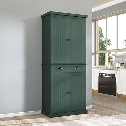 ARTPOWER 72" Tall Kitchen Pantry Storage Cabinet with Drawer and Adjustable Shelves, Pantry Cabinet for Kitchen, Bathroom or Hallway, Green