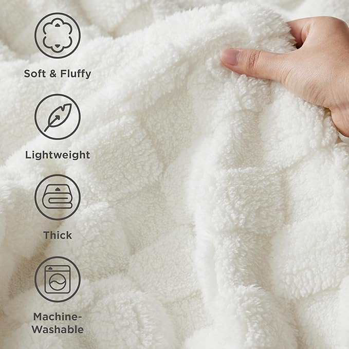 Bedsure GentleSoft White Throw Blanket for Couch - Super Soft Cozy Blankets Gifts for Women Men Girls, Cute Small Fleece Throws for Bedroom Home Decor, 50x70 Inches