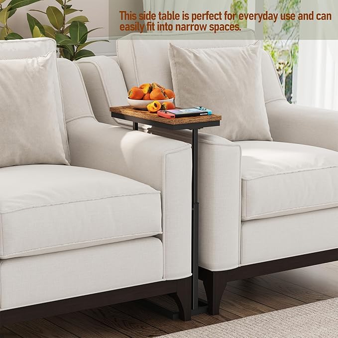 TUTOTAK End Table, Side Table, Tall Couch Table, Sofa Table, Living Room, Bedroom, Brown TB01BB0832