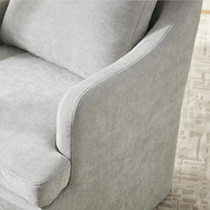 VKNOW Upholstered Dining Chairs, Modern Kitchen Chairs Dinner Chairs with 4 Casters, Linen Armchair for Bedroom Reading Room Living Room, Light Grey
