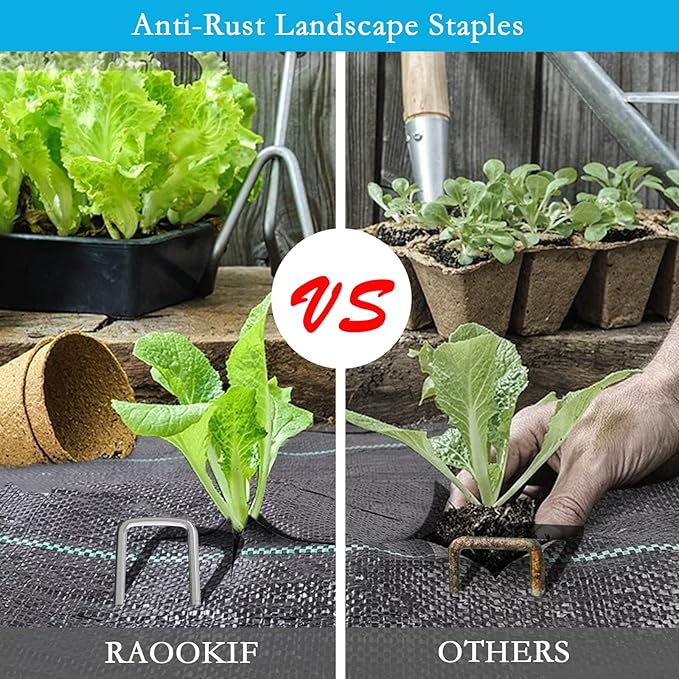 RAOOKIF 12 Inch Long Galvanized Garden Landscape Staples, 20/50/100/200Pcs Metal Stakes for Decoration, Fence, Lawn, Fabric Pins