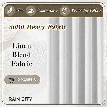 RAIN CITY Snow White Blackout Curtains Back Tab 2 Panels 50 x 96 Inches Long 2 Panels Set for Living Room Bedroom Dining Room Playroom