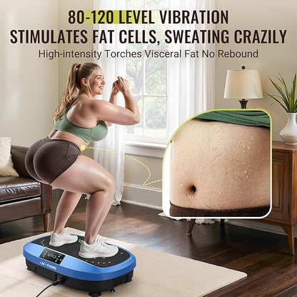 FLYBIRD Vibration Plate Exercise Machine, 120 Adjustable Speed High Intensity Vibration for Muscle Toning Weight Loss Lymphatic Drainage, Full Body Workout Vibration Plate Ideal for Fitness & Recovery