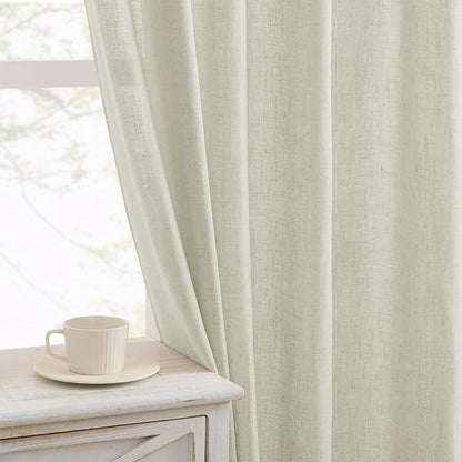 Joydeco Linen Curtains 84 Inch Length 2 Panel Sets,Light Filtering Curtains for Bedroom 52 Inch Wide Living Room Drapes with Back Tabs & Rod Pockets (W52 x L84 Inch, Oatmeal)