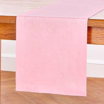 Solino Home Linen Pink Lemonade Table Runner 72 Inches Long - 100% Pure Linen 14 x 72 Inch Table Runner for Halloween - Fete