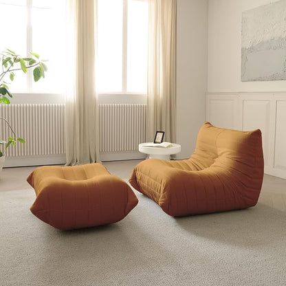 Luxury Sofa Couch Chair, Lazy Floor Seating, Fireside Bean Bag Chair, Ergonomic Tatami Sofa Lounger for Living Room, Bedroom, Office, Single Seat, Brown