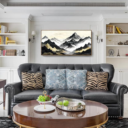 amatop Large Framed Canvas Wall Art Modern Abstract Mountain Landscape Art Print Zen Minimalist Artwork Black and White Decorative Motivational Picture for Office Living Room Bedroom Decor 48x24 Inch