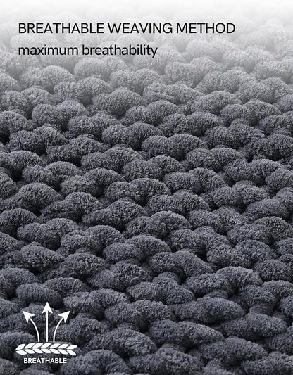 YnM Chunky Throw Blanket, Medium-Weight, Hand Knitted with Chenille Yarn, Skin Friendly, Ventilated and Breathable, Machine Washable, Home Décor Piece for Couch, Sofa and Bed (Lava Grey, 50x60 Inch)