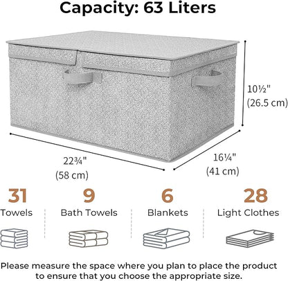 GRANNY SAYS Fabric Storage Bin with Lid, Decorative Storage Box, Extra Large Storage Baskets, Closet Organizer, Gray, 1-Pack
