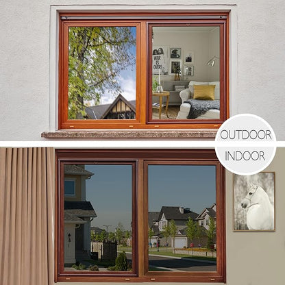 HIDBEA One Way Privacy Window Film, Daytime Mirror Reflective Heat Control UV Sun Blocking Non-Adhesive Static Cling Window Tint for Home and Office (Black-Silver, 23.6 Inch x 13.1 Feet)