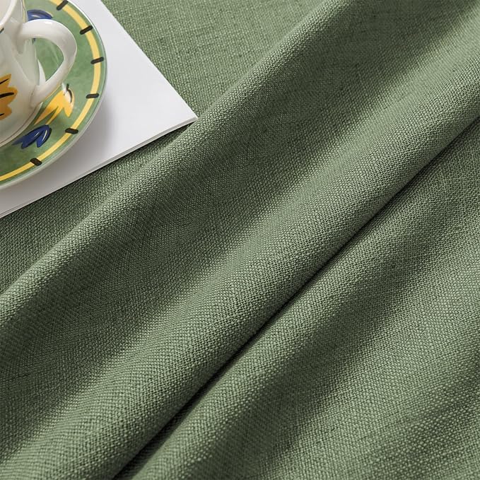 Joydeco Linen Curtains 90 Inch Length 2 Panel Sets,Light Filtering Curtains for Bedroom 52 Inch Wide Living Room Drapes with Back Tabs & Rod Pockets (W52 x L90 Inch, Loden)