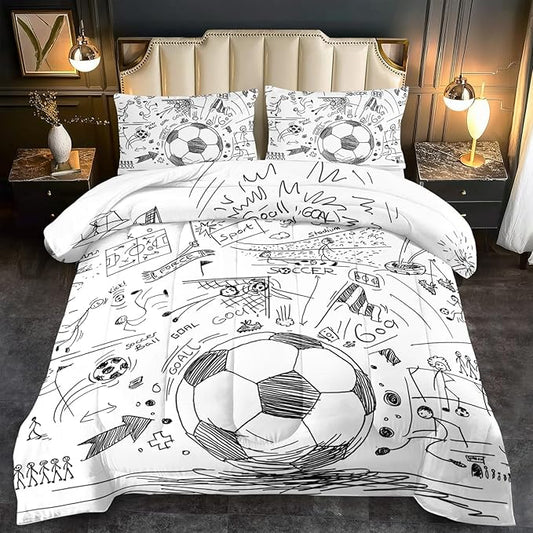 Football Sports Comforter Sets for Boys Twin,Soccer Comforter Sport Bedding for Boys Room,Gaming Bed Soccer Bedding Twin Set,Games Quilt Bedroom Bed Decor Kids and Teen