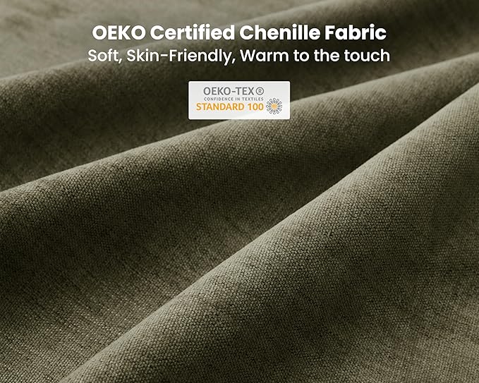 Oversized Modular Sofa, Extra Deep Cloud Chenille Sectional Couch with Ottoman Chaise, Fluffy Chenille Corner V Shape Sofa for Living Room, Villa (Corner V Shape+Ottoman, Chenille Green)
