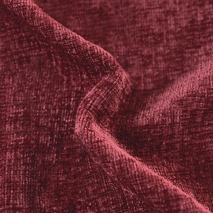 CaliTime Throw Pillow Covers Decorative 24 X 24 Inches Pack of 2 Cozy Chenille Cushion Cases for Couch Sofa Bed Living Room Home Burgundy