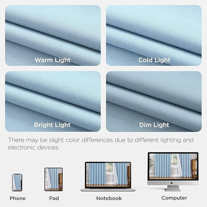 Joydeco Pinch Pleated Linen Curtains for Living Room, 100% Blackout Curtains 84 inches Long 2 Panel Thermal Insulated Pinch Pleat Drapes(Chambray Blue,40'' Wx84'' L)