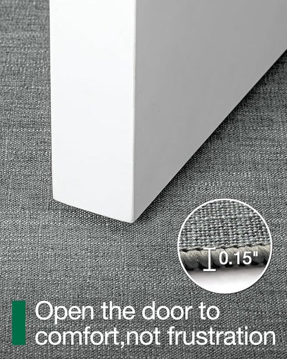 LUMI Ultra Thin Door Mat for Entryway, Low Profile Non Slip Rubber Backing Indoor Doormat, Easy Clean Welcome Entrance Mat for Inside House, Patio, Greenish Grey 17"x30"