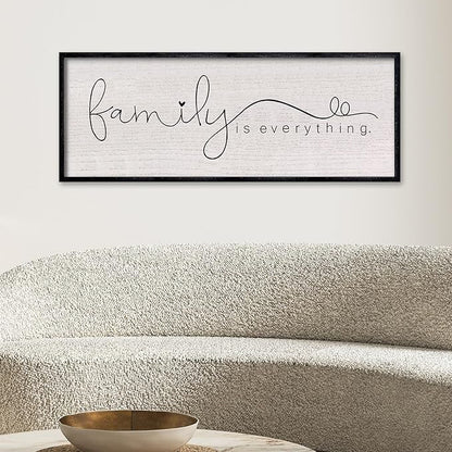 LuZhiQiang Family is Everything Sign Wall Decor 40"x15" Warm Home Sign Wall Art for Entryway Large Hanging Wood Framed (Black)