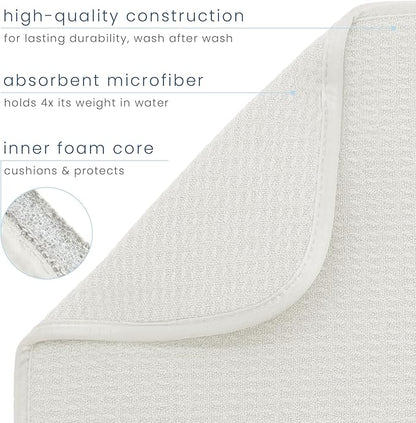 S&T INC. Dish Drying Mat Jumbo, 18” x 30”, Absorbent Microfiber Kitchen Counter Mat, Dish Drying Pad for Dishes, Utensils, Pots and Pans, Jumbo, Cream