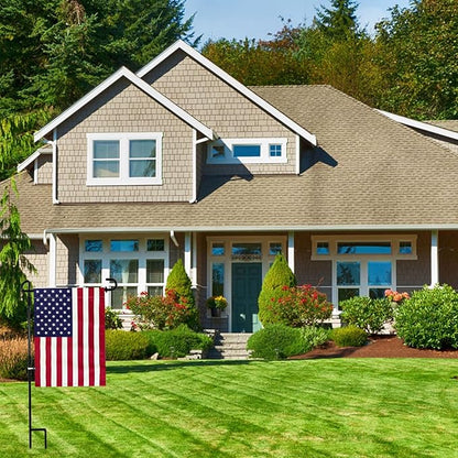 TOPFLAGS Garden Flag Stand with American Flag Garden Flag Metal Yard Flag Holder Pole Stake Small Flag Stands for Garden Flags 12 x 18 with Clips and Stopper