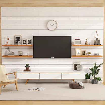 Light Brown Floating Wall Shelves 36 Inches Long x 8”x 1.4” Shelf Floating Rustic Farmhouse Decor, Heavy Duty Shelf Hold 80 lbs, Wall Shelves for Bathroom Living Room Kitchen Bedroom Office