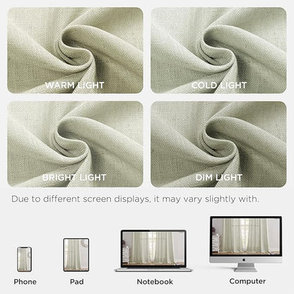 Joydeco Linen Curtains 96 Inch Length 2 Panel Sets,Light Filtering Curtains for Bedroom 52 Inch Wide Living Room Drapes with Back Tabs & Rod Pockets (W52 x L96 Inch, Oatmeal)