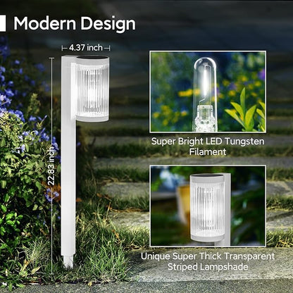 Solar Pathway Lights Outdoor, 6 Pack Upgraded Outdoor Solar Lights for Outside Super Bright Up to 12Hrs, IP65 Waterproof Solar Garden Lights for Yard Landscape Path Walkway Decoration(Cool White)