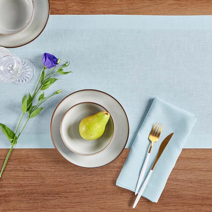 Solino Home Linen Ice Water Table Runner 72 Inches Long - 100% Pure Linen 14 x 72 Inch Table Runner - Fete