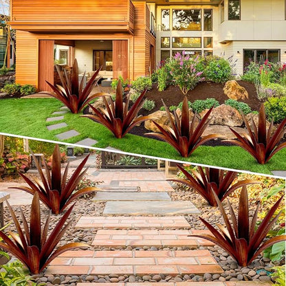 DIY Metal Agave Plant Art Yard Tequila Art Sculpture, Tequila Rustic Garden Sculpture Statue Outdoor Decor,Agave Metal Plants for Yard, Garden Lawn Ornaments (12 Leaves -Yellow)