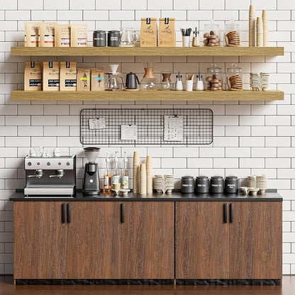 Heimlove 55 Inch Long Floating Shelves for Wall,9.3" Deep Oak Floating Shelves Set of 2,Large Display Shelf & Storage Shelf,Wall Mounted Shelves for Bedroom Living Room Kitchen Office