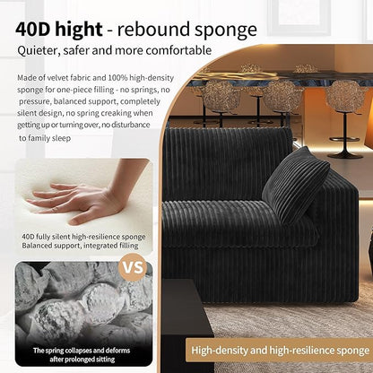 Oversized Modular Sectional Cloud Couch,157.5" U Shaped Modern Sofa with 2 Ottoman and 2 Middle Seats,Upholstered Couches with Corduroy Fabric for Living Room Furniture,No Assembly Required,Black