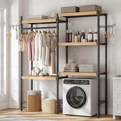 Double Row Over Washer and Dryer Storage Shelves, Laundry Room Organization and Storage, Heavy Duty Laundry Room Shelves, with Adjustable Height, 5-Tier