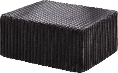 Hobestluk Rectangle Ottoman Memory Foam Footrest for Couch with Removable Cover Large Floor Seating for Adults Ottoman Coffee Table for Living Room, Bedroom or Office (Strip Grey, Footrest)