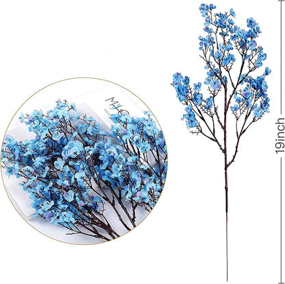 Sggvecsy 6 Pcs Babys Breath Artificial Flowers Gypsophila Bouquets Bulk Real Touch Fake Silk Flowers for Home Wedding DIY Floral Arrangement Kitchen Table Centerpiece Festival Decoration (Blue)