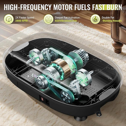 FLYBIRD Vibration Plate Exercise Machine, 120 Adjustable Speed High Intensity Vibration for Muscle Toning Weight Loss Lymphatic Drainage, Full Body Workout Vibration Plate Ideal for Fitness & Recovery