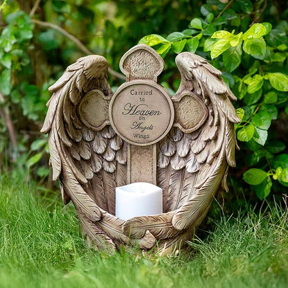 12" Solar Angel Wing Cross Garden Lights, Waterproof Memorial Grave Decorations Sympathy Gifts for Cemetery Outdoors Lawn Yard Home Patio Decor
