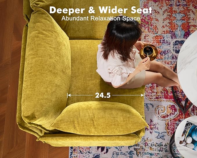 135.5" Oversized Modular Sectional Sofa, L Shaped Convertible Couch with Movable Ottoman, Large 6 Seat Corner Couches for Living Room Deep Seat Yellow Chenille