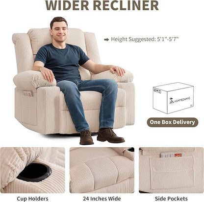 Recliner Chair Modern Ergonomic Lounge Swivel Single Sofa Seat Living Room Recliners on Clearance Foam Filling