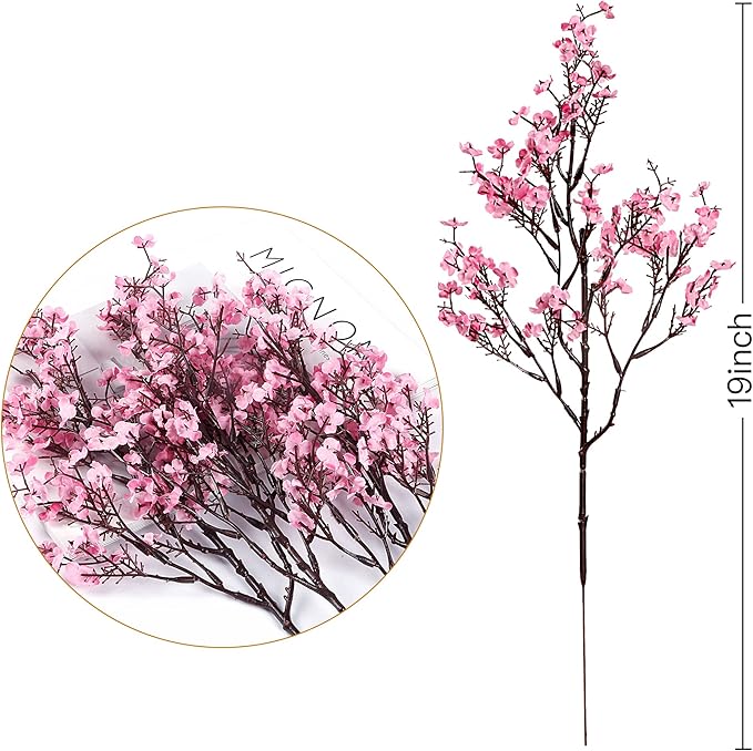 Sggvecsy 10 Pcs Babys Breath Artificial Flowers Gypsophila Bouquets Bulk Real Touch Fake Silk Flowers for Home Wedding DIY Floral Arrangement Kitchen Table Centerpiece Festival Decoration (Pink)
