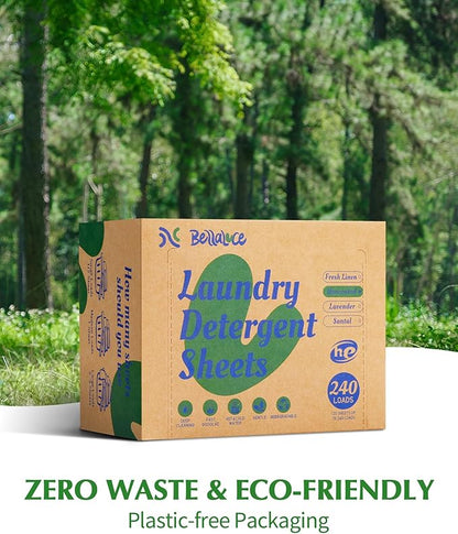 Laundry Detergent Sheets - 240 Loads Unscented Gentle on Sensitive Skin, Laundry Sheets for Dorm,College,Home, Hotel,Apartment,Camping,Cruise,Road Trip,Small space, Family School Travel Essentials