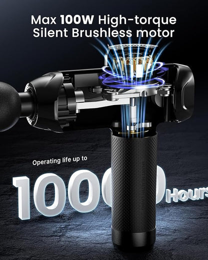 RENPHO Massage Gun Deep Tissue with 12mm Amplitude, Percussion Muscle Massage Gun, Portable Electric Handheld Massager Gun, LED Touch Display Carry Case Power