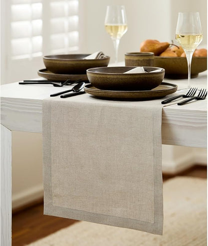 Solino Home Linen Natural Table Runner 36 Inches - 100% Pure Linen Small Table Runner 14 x 36 Inch Ideal for Dresser and Coffee Tables - Fall, Autumn, Thanksgiving - Fete