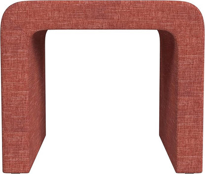 Modern Channel Pink Chenille Foot Stools Ottoman Home Décor, Soft Ottoman Foot Rest Chair for Bedroom and Living Room, Vanity Chair and Stool in Dressing Area, and Lounge