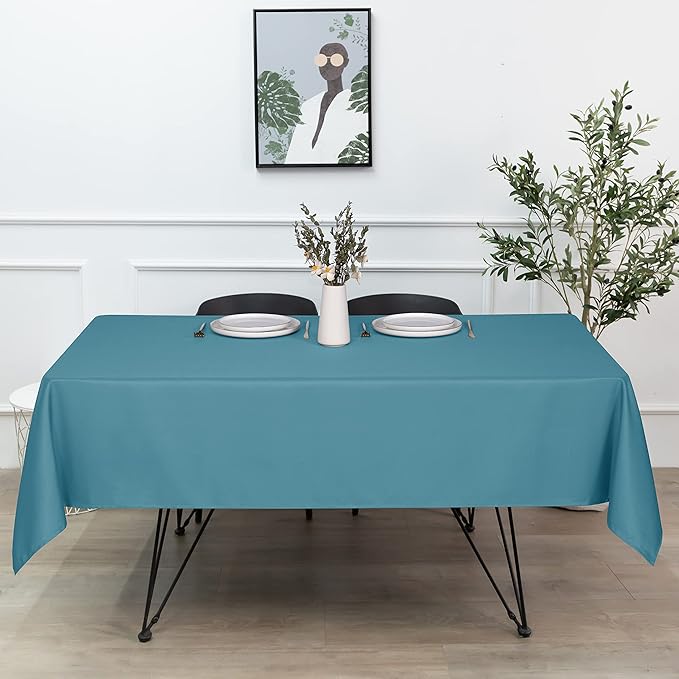 sancua Square Tablecloth - 54 x 54 Inch - Stain and Wrinkle Resistant Washable Polyester Table Cloth, Decorative Fabric Table Cover for Dining Tables, Buffet Parties and Camping, Teal