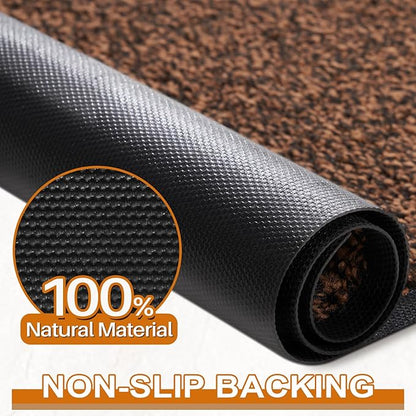 Mibao Front Door Mat, Dirt Trapper Welcome Mat for Outdoor Indoor, Non-Slip Waterproof Doormat, Durable Machine Washable Low Profile Entry Rug for Back Door Outside Patio Porch, 60" x 36", Brown