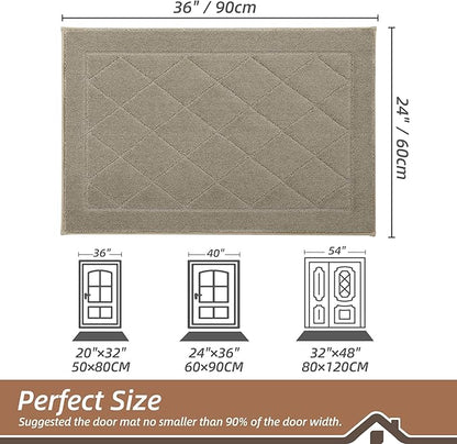 BEQHAUSE Dirt Trapper Door Mat 24" x 36", Doormat Non-Slip Entryway Rugs Washable, Dog Door Mat Stain Resistant and Absorbent Welcome Floor Mat for Front Back Door, Muddy Wet Shoes & Paws, Beige