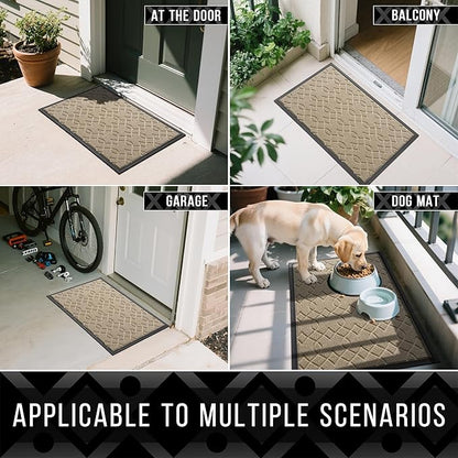 Yimobra Front Door Mat Outdoor Indoor 72x24, All-Season, All-Weather, Heavy Duty Welcome Door Mats Outside Entrance, Non Slip Porch Patio Entrance Mat, Light Beige