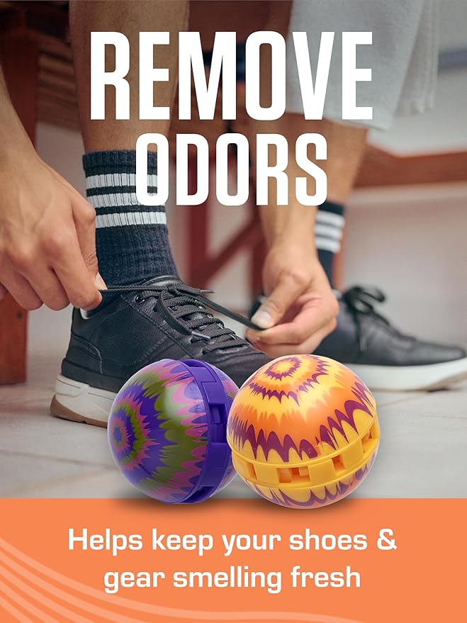 Sneaker Balls Odor-Fighting Shoe Fresheners, Eliminates Unpleasant Smells, Perfect For Sneakers, Gym Bags, Gear Bags, Drawers, Lockers, And More!, Fireside X-Mas, 6 Pack