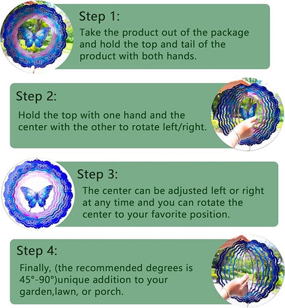 Butterfly Wind Spinners Outdoor,12 Inch Butterfly Gifts for Women Mom Grandma Wife,3D Butterflies Decorations Wind Spinners for Garden Yard Proch